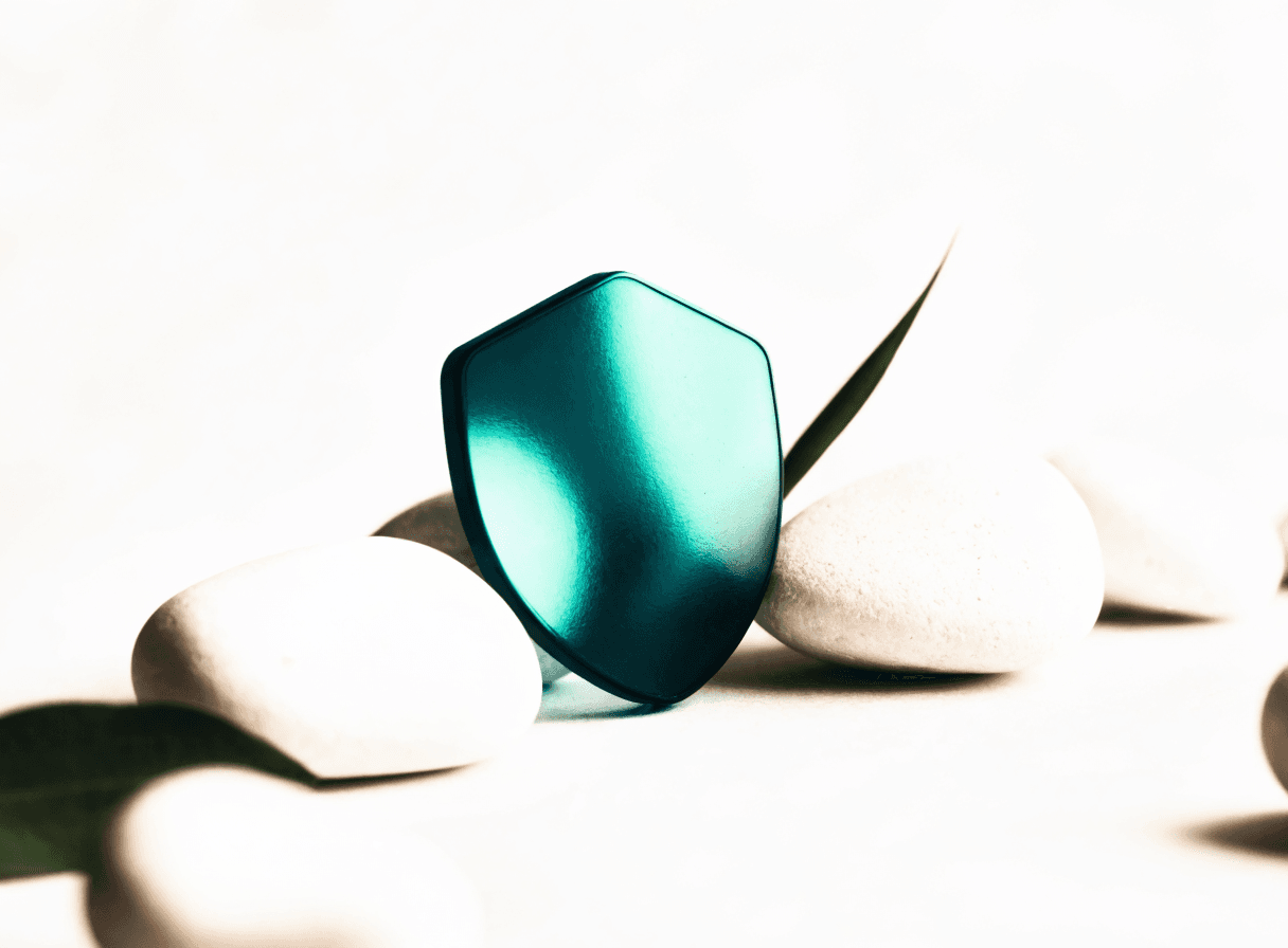 A calm abstract shield representing confidentiality and trust